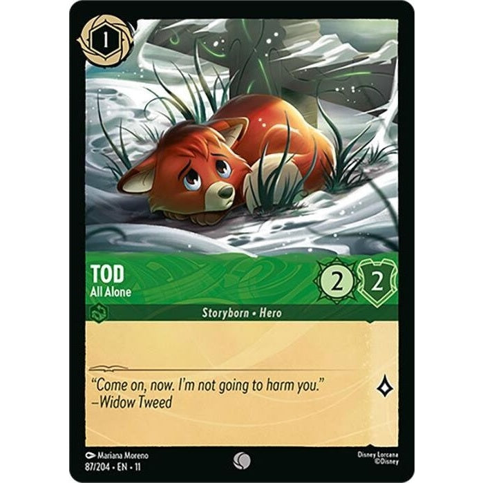 Tod - All Alone - 87/204 Common Disney Lorcana card from Winterspell, Near Mint Normal