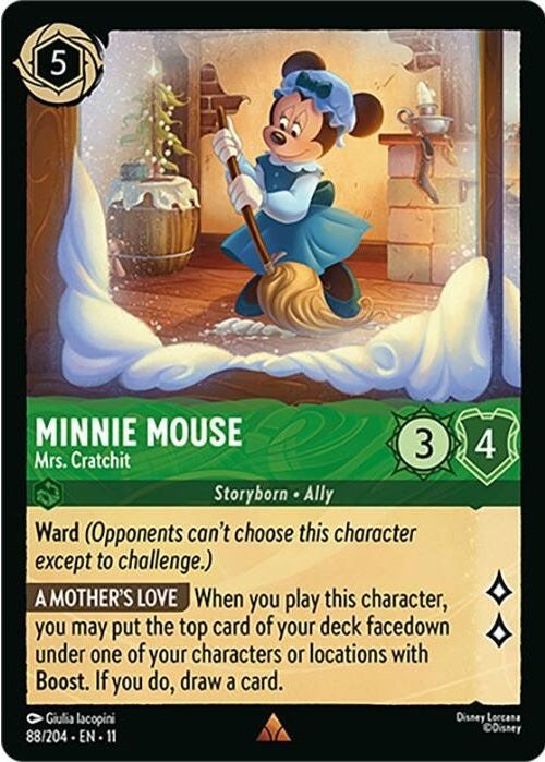 Minnie Mouse - Mrs. Cratchit - 88/204 Rare Disney Lorcana card from Winterspell, Near Mint Normal