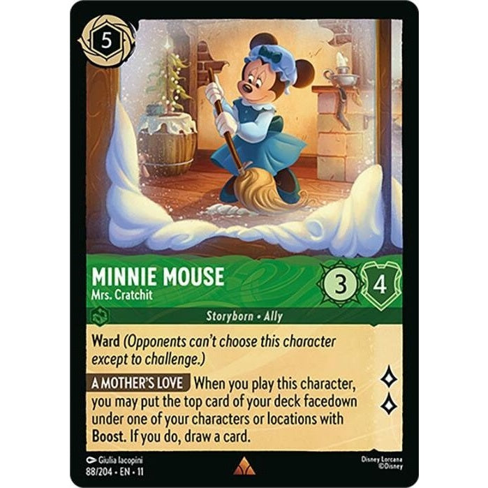Minnie Mouse - Mrs. Cratchit - 88/204 Rare Disney Lorcana card from Winterspell, Near Mint Normal