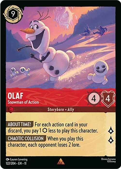 Olaf - Snowman of Action - 122/204 Rare Disney Lorcana card from Winterspell, Near Mint Normal