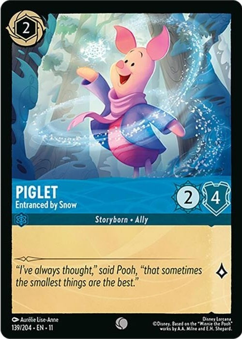 Piglet - Entranced by Snow - 139/204 Common Disney Lorcana card from Winterspell, Near Mint Normal