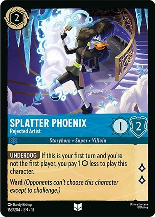 Splatter Phoenix - Rejected Artist - 153/204 Uncommon Disney Lorcana card from Winterspell, Near Mint Normal