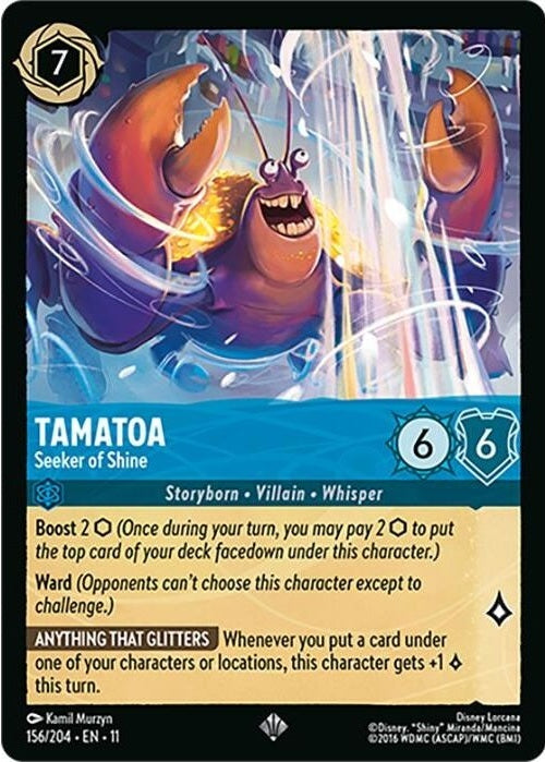 Tamatoa - Seeker of Shine - 156/204 Super Rare Disney Lorcana card from Winterspell, Near Mint Normal