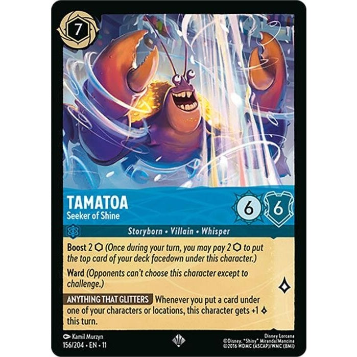 Tamatoa - Seeker of Shine - 156/204 Super Rare Disney Lorcana card from Winterspell, Near Mint Normal