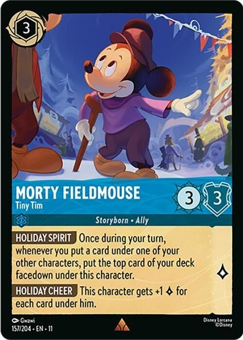 Morty Fieldmouse - Tiny Tim - 157/204 Rare Disney Lorcana card from Winterspell, Near Mint Normal