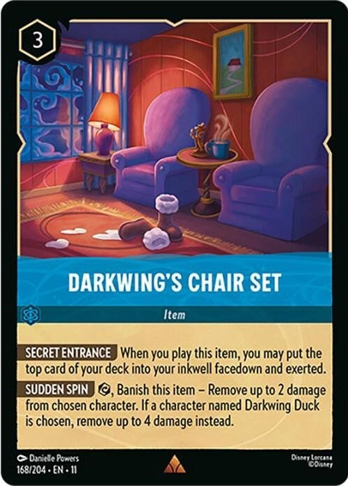 Darkwing's Chair Set - 168/204 Rare Disney Lorcana card from Winterspell, Near Mint Normal