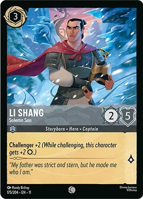 Li Shang - Solemn Son - 175/204 Common Disney Lorcana card from Winterspell, Near Mint Normal