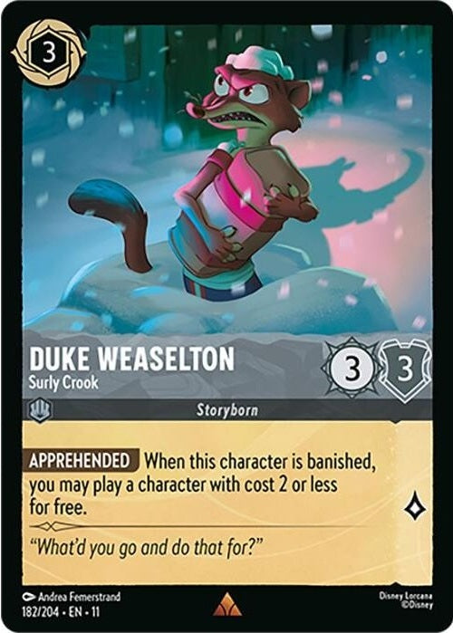 Duke Weaselton - Surly Crook - 182/204 Rare Disney Lorcana card from Winterspell, Near Mint Normal