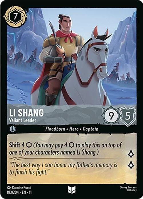 Li Shang - Valiant Leader - 183/204 Uncommon Disney Lorcana card from Winterspell, Near Mint Normal