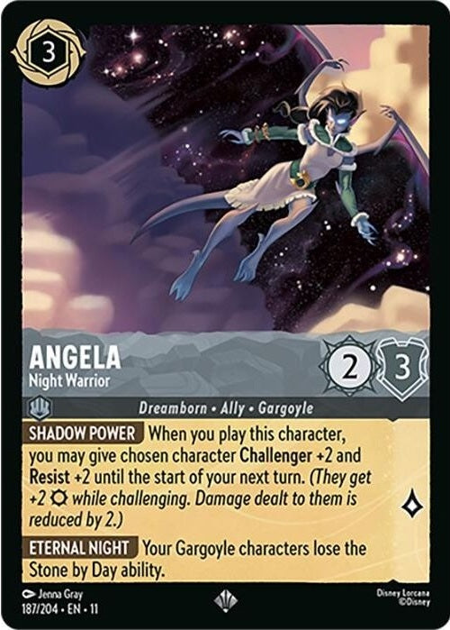 Angela - Night Warrior - 187/204 Super Rare Disney Lorcana card from Winterspell, Near Mint Normal