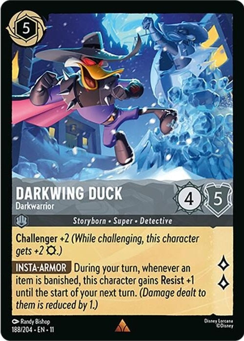 Darkwing Duck - Darkwarrior - 188/204 Rare Disney Lorcana card from Winterspell, Near Mint Normal