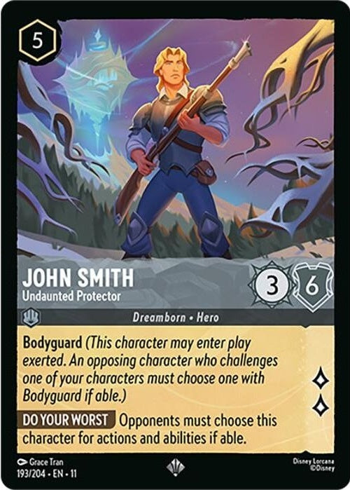 John Smith - Undaunted Protector - 193/204 Super Rare Disney Lorcana card from Winterspell, Near Mint Normal