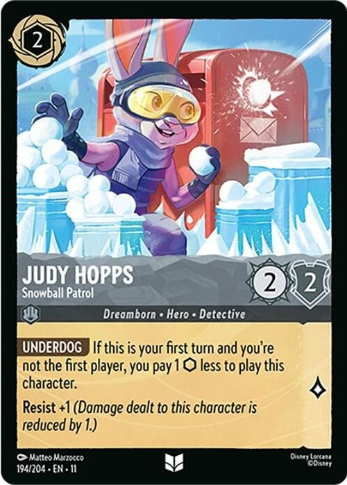 Judy Hopps - Snowball Patrol - 194/204 Uncommon Disney Lorcana card from Winterspell, Near Mint Normal