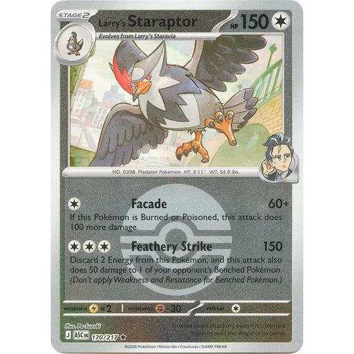 Larry's Staraptor - 170/217 (Poke Ball) - 170/217 Rare Pokémon card from Ascended Heroes, Near Mint Reverse Holofoil