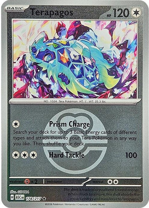 Terapagos (Love Ball) - 178/217 Rare Pokémon card from Ascended Heroes, Near Mint Reverse Holofoil