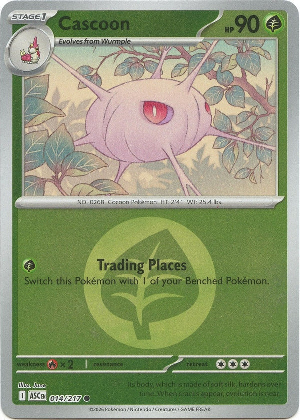 Cascoon (Energy Symbol Pattern) - 014/217 Common Pokémon card from Ascended Heroes, Near Mint Reverse Holofoil