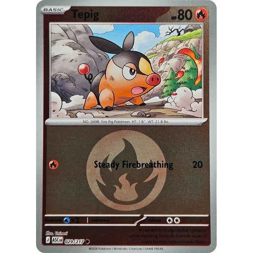 Tepig (Energy Symbol Pattern) - 029/217 Common Pokémon card from Ascended Heroes, Near Mint Reverse Holofoil