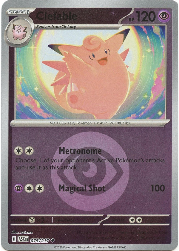 Clefable (Energy Symbol Pattern) - 075/217 Uncommon Pokémon card from Ascended Heroes, Near Mint Reverse Holofoil