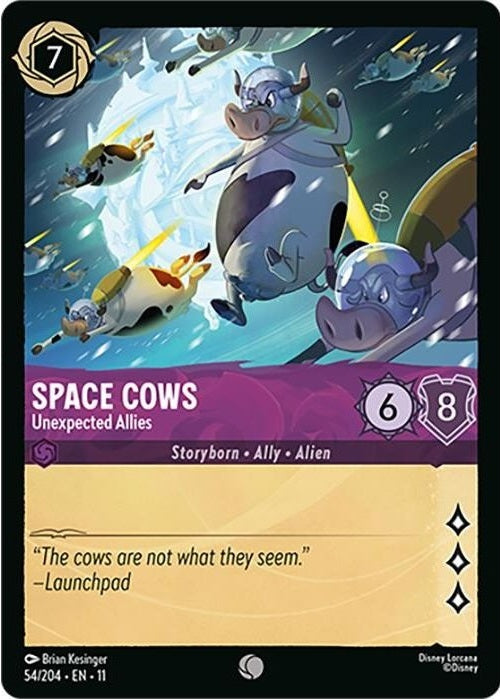 Space Cows - Unexpected Allies - 54/204 Common Disney Lorcana card from Winterspell, Near Mint Normal