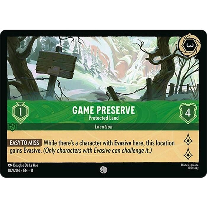 Game Preserve - Protected Land - 102/204 Common Disney Lorcana card from Winterspell, Near Mint Normal