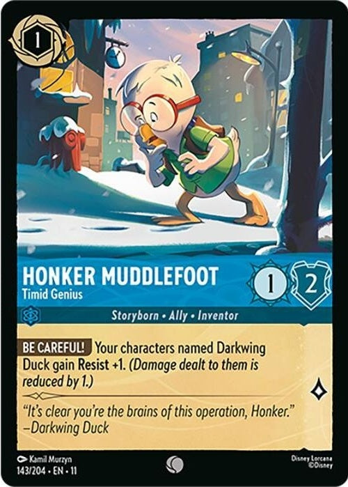 Honker Muddlefoot - Timid Genius - 143/204 Common Disney Lorcana card from Winterspell, Near Mint Normal