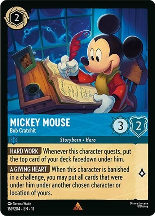 Mickey Mouse - Bob Cratchit - 159/204 Rare Disney Lorcana card from Winterspell, Near Mint Normal