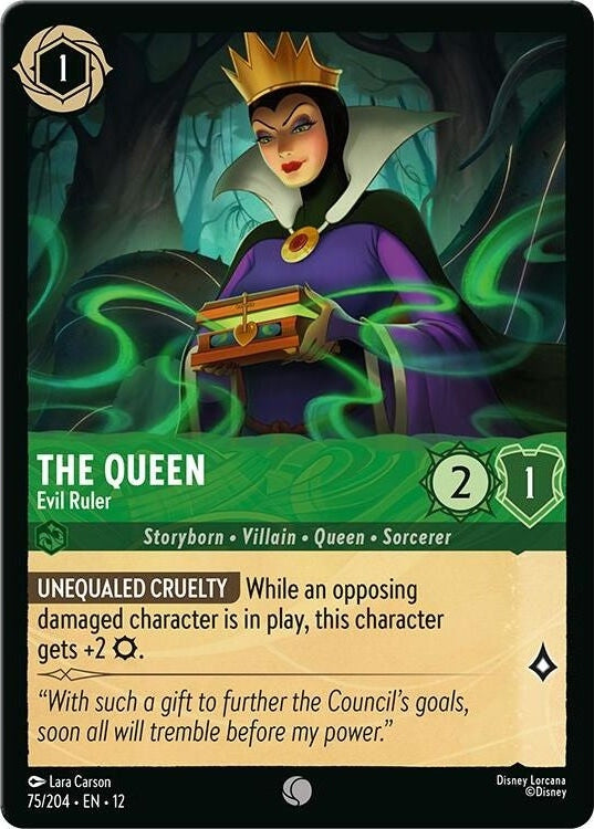The Queen - Evil Ruler - 75/204 Common Disney Lorcana card from Wilds Unknown, Near Mint Normal