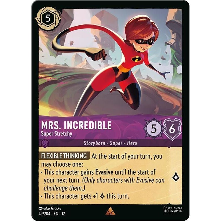 Mrs. Incredible - Super Stretchy - 49/204 Rare Disney Lorcana card from Wilds Unknown, Near Mint Normal