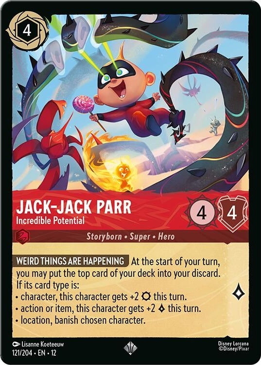 Jack-Jack Parr - Incredible Potential - 121/204 Super Rare Disney Lorcana card from Wilds Unknown, Near Mint Normal
