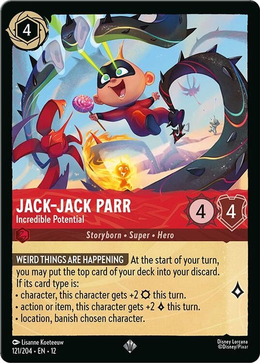 Jack-Jack Parr - Incredible Potential - 121/204 Super Rare Disney Lorcana card from Wilds Unknown, Near Mint Normal