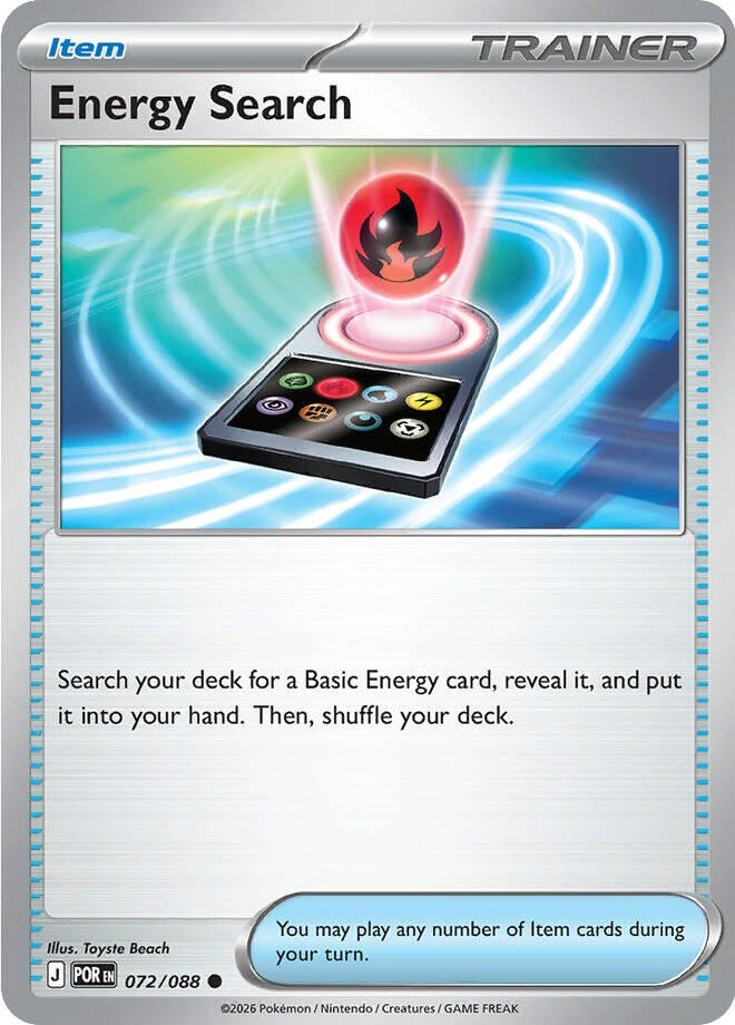 Energy Search - 072/088 Common Pokémon card from Perfect Order, Near Mint Normal
