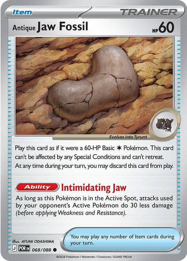 Antique Jaw Fossil - 068/088 Common Pokémon card from Perfect Order, Near Mint Reverse Holofoil