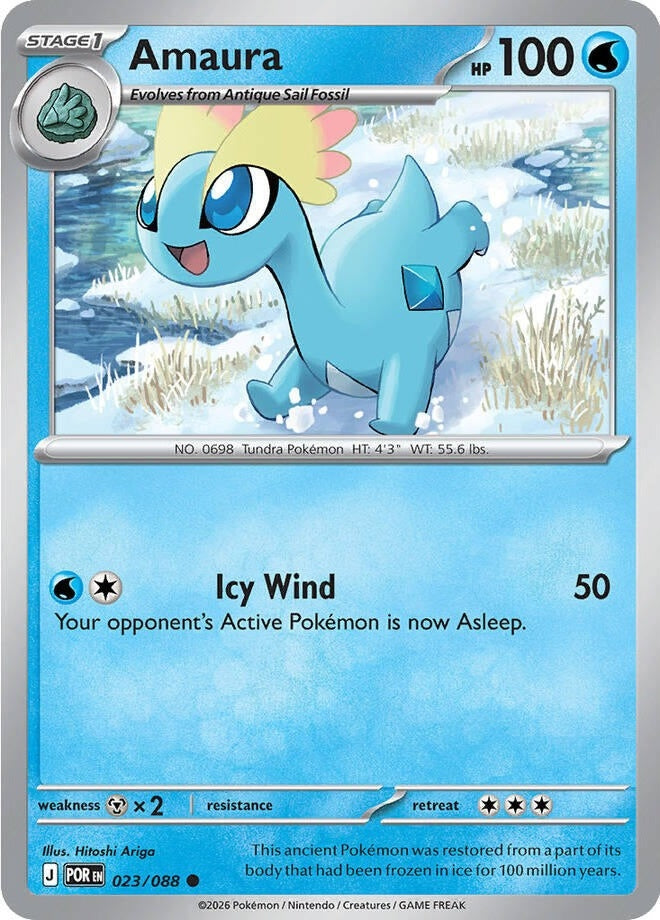 Amaura - 023/088 Common Pokémon card from Perfect Order, Near Mint Reverse Holofoil