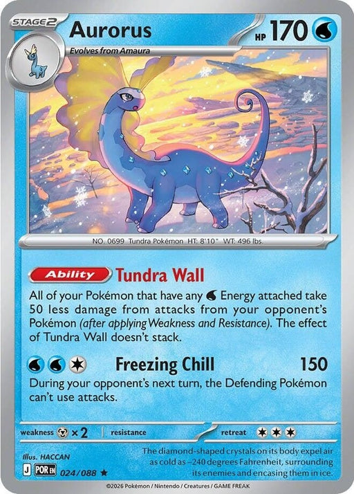 Aurorus - 024/088 Rare Pokémon card from Perfect Order, Near Mint Holofoil