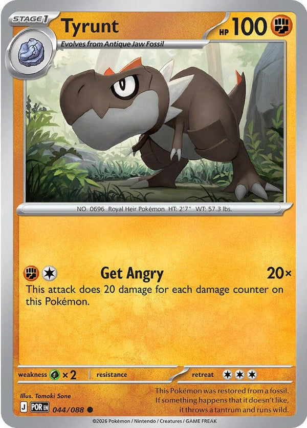 Tyrunt - 044/088 Common Pokémon card from Perfect Order, Near Mint Reverse Holofoil