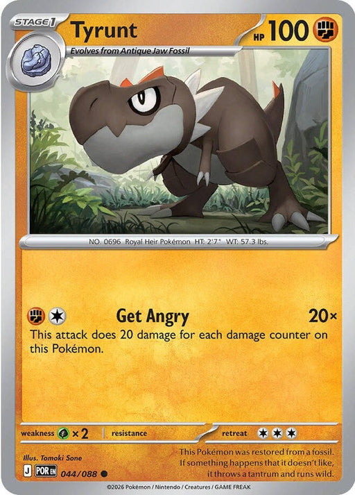Tyrunt - 044/088 Common Pokémon card from Perfect Order, Near Mint Reverse Holofoil