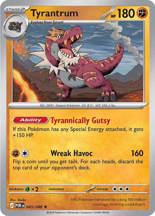 Tyrantrum - 045/088 Rare Pokémon card from Perfect Order, Near Mint Holofoil