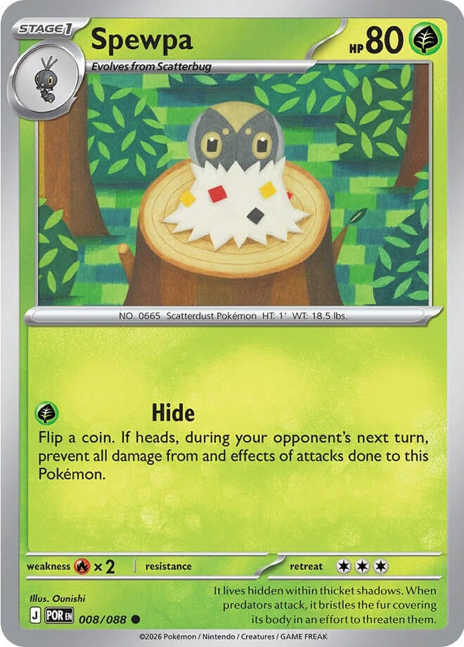 Spewpa - 008/088 Common Pokémon card from Perfect Order, Near Mint Reverse Holofoil