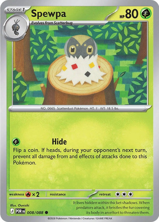Spewpa - 008/088 Common Pokémon card from Perfect Order, Near Mint Reverse Holofoil