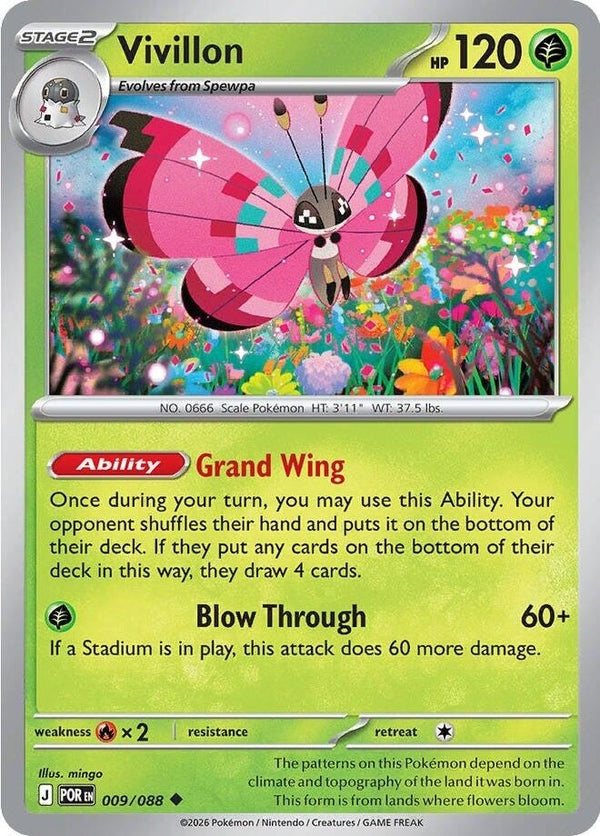 Vivillon - 009/088 Uncommon Pokémon card from Perfect Order, Near Mint Reverse Holofoil