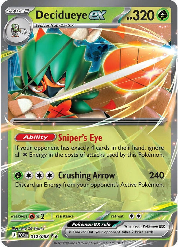 Decidueye ex - 012/088 Double Rare Pokémon card from Perfect Order, Near Mint Holofoil