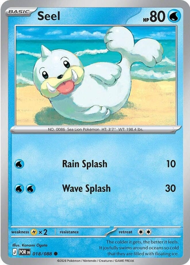 Seel - 018/088 Common Pokémon card from Perfect Order, Near Mint Reverse Holofoil
