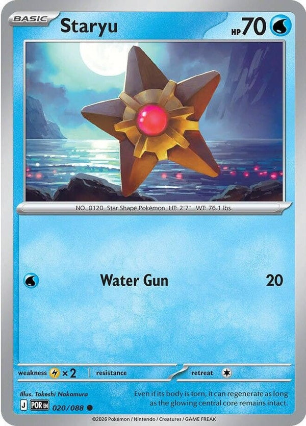 Staryu - 020/088 Common Pokémon card from Perfect Order, Near Mint Reverse Holofoil