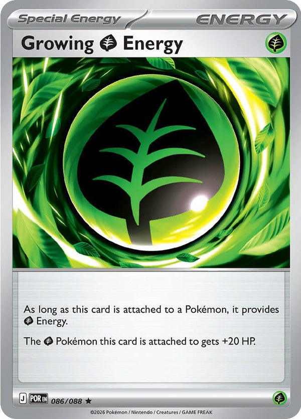 Growing Grass Energy - 086/088 Rare Pokémon card from Perfect Order, Near Mint Holofoil