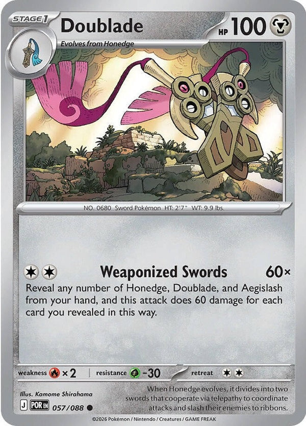 Doublade - 057/088 Common Pokémon card from Perfect Order, Near Mint Reverse Holofoil