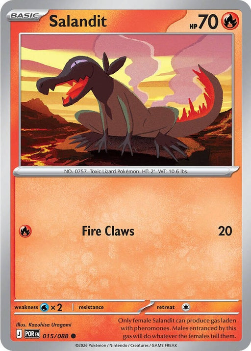 Salandit - 015/088 Common Pokémon card from Perfect Order, Near Mint Reverse Holofoil