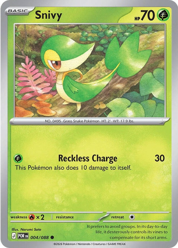 Snivy - 004/088 Common Pokémon card from Perfect Order, Near Mint Reverse Holofoil