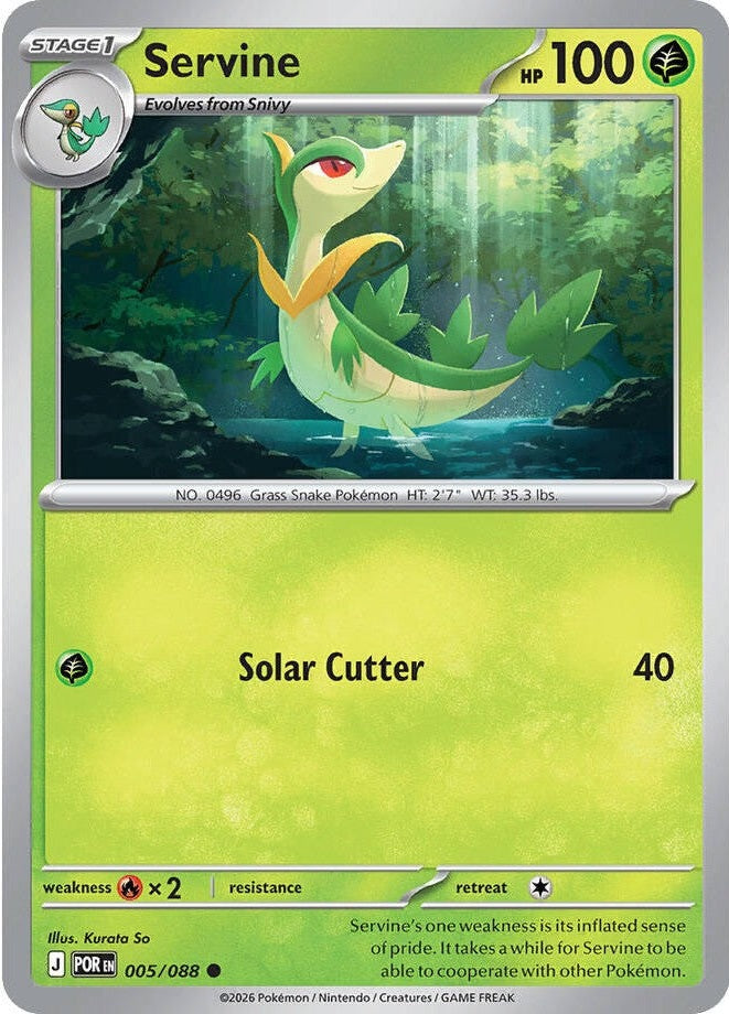 Servine - 005/088 Common Pokémon card from Perfect Order, Near Mint Reverse Holofoil