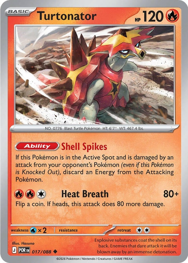 Turtonator - 017/088 Uncommon Pokémon card from Perfect Order, Near Mint Reverse Holofoil