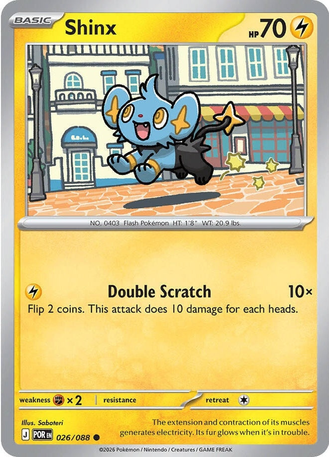 Shinx - 026/088 Common Pokémon card from Perfect Order, Near Mint Reverse Holofoil